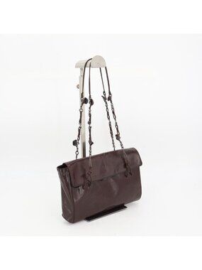 Prada Chain Shoulder Bag Leather Brown Vintage Flap